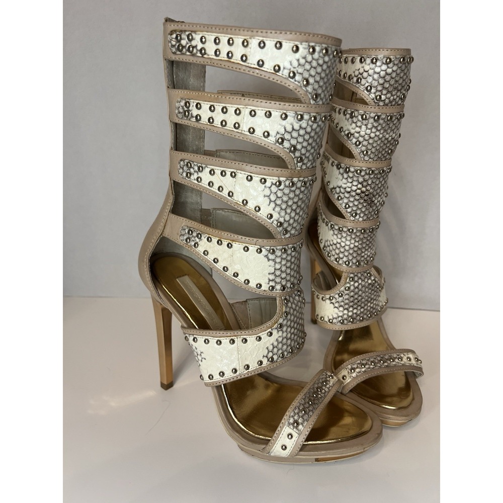 BCBG Maxazaria Calf High Snakeskin Gladiator Pump Heels Size 7B